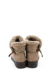 Leather shoes for women isolated on white background.