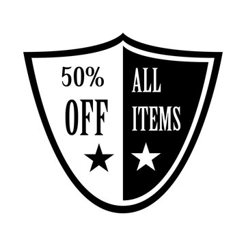 50% discount price sign. Sale Up to 50%. Fifty percent discounte