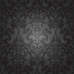 Dark damask seamless floral pattern.