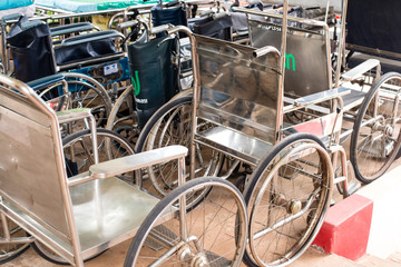 Fototapeta na wymiar Wheelchair in hospital.