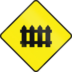 Irish warning road sign - Barrier level crossing