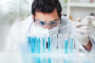 Lab, researcher, research.