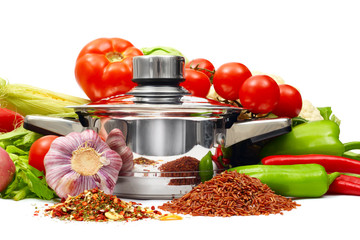 Pan with fresh vegetables