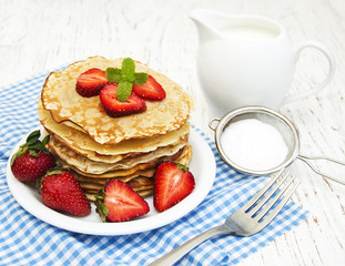 Pancakes with strawberries