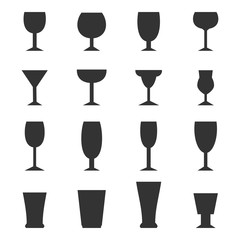 Drink glass icons set