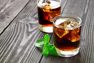 cocktail with cola and mint