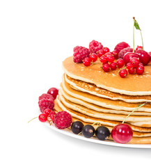 Stack of pancakes with berries