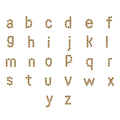 English alphabet ABC of dry cat and dog food, isolated on white