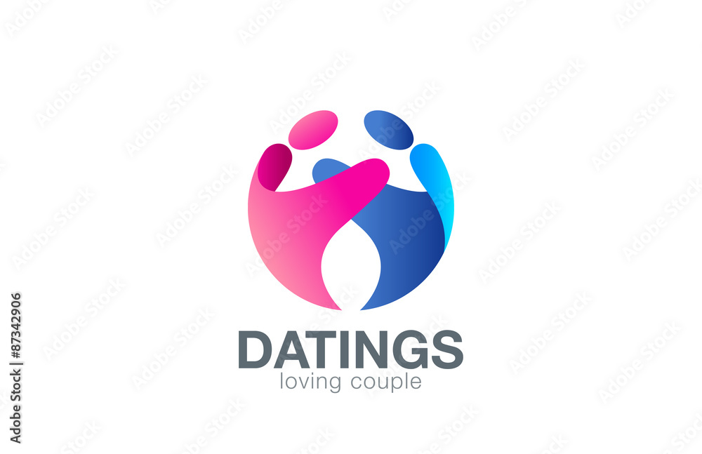 Poster loving couple sphere logo design vector template with abstract c