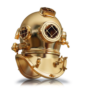 illustration of a golden diving helmet