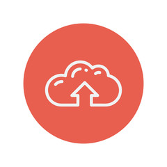 Cloud upload thin line icon