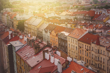 Naklejka premium Prague, Aerial View of Vysehrad Buildings