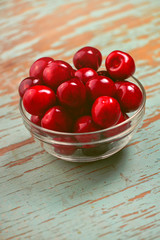 Cherry Bowl on Rustic Table