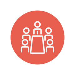 Business meeting in office thin line icon