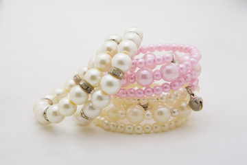 Pearl bracelet isolated on a white background.