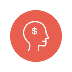 Head with dollar symbol thin line icon