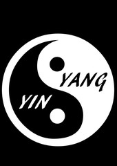 yin et yang,symbole d'équilibre sur fond noir