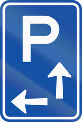 Australian road sign: Parking lot in the front and left