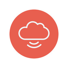 Cloud with wifi symbol thin line icon