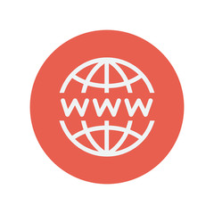 Globe with website design thin line icon