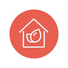 Leaf house thin line icon
