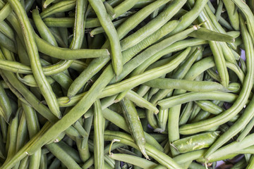 Green Beans Background on a market in Arequipa, Peru. 