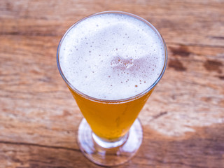 Closeup beer grass on wood background