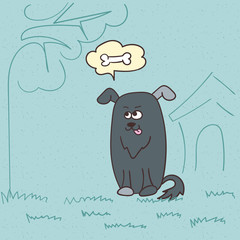 Cartoon dog. Doodle vector illustration.