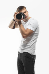 young man with a camera, photographer