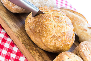 assortment of fresh baked breads