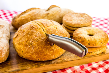 assortment of fresh baked breads