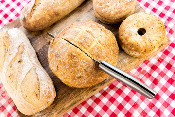 assortment of fresh baked breads