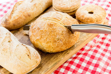 assortment of fresh baked breads