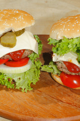 Hamburger, Fast food, Burger, Hacksteak, Salat, Tomaten, Käse, G