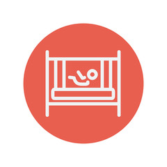 Baby inside the crib thin line icon