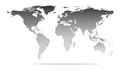Vector illustration of high detail grey colour world map.