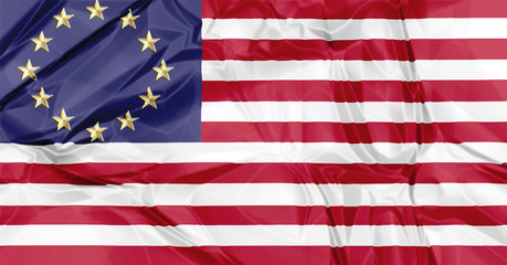 Obraz premium European and American flags united