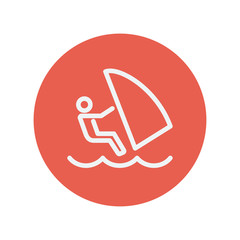 Wind surfing thin line icon