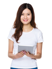 Fototapeta premium Asian Young woman use of the tablet pc