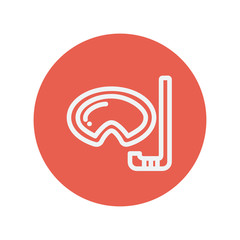 Mask and snorkel for snorkelling thin line icon