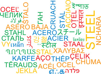 Steel multilanguage wordcloud background concept