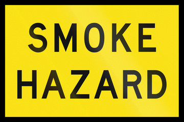 An Australian temporary road sign - Smoke Hazard
