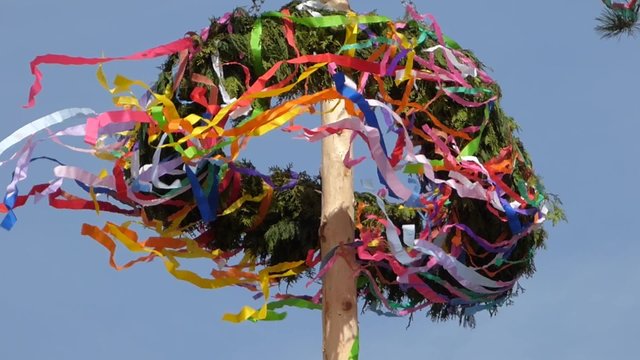 Easter maypole in wind