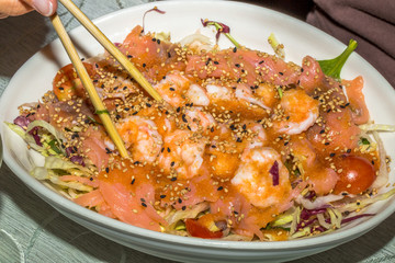 Salad of sashimi