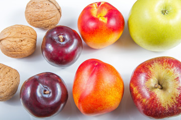 Fresh fruits and walnut .
