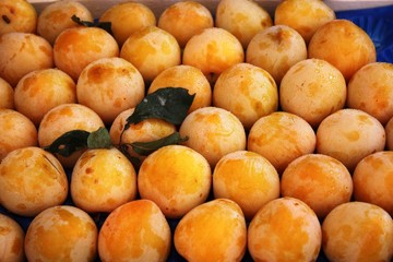 Yellow plums, mirabelles at the market
