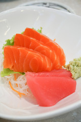 Delicious mixed sashimi on a plate.
