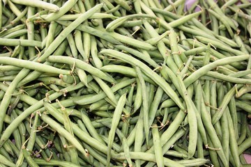 Fresh picked green beans, close up