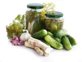 cucumbers with garlic,horseradish,dill as preserves