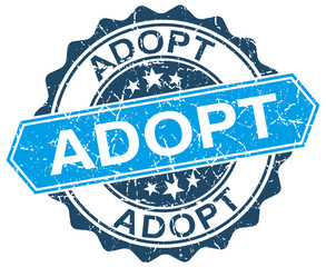 Obraz premium adopt blue round grunge stamp on white